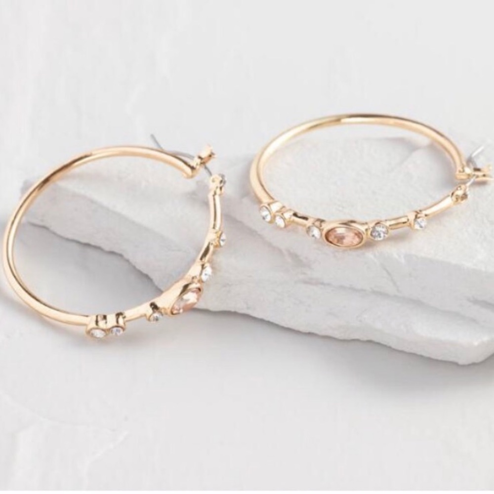 ✨HP✨ Multi Gem Gold Hoop Earrings